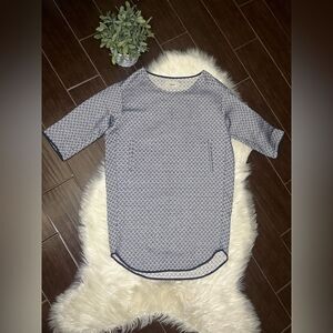 humanoid navy blue/cream 3/4 sleeve textured shirt dress sz Small